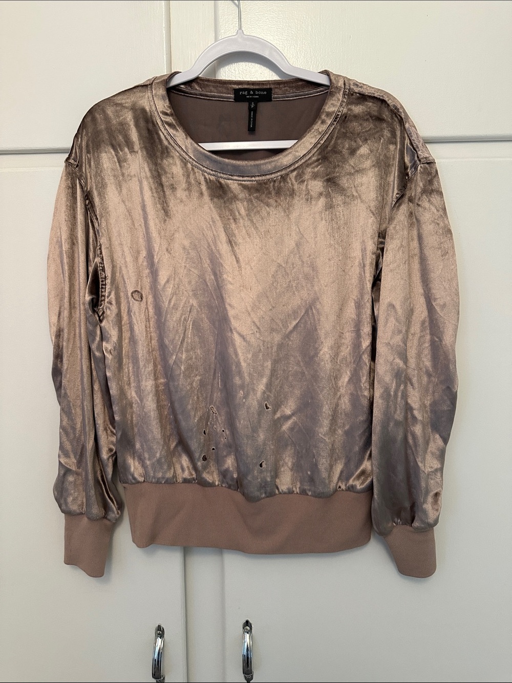GUC Rag & Bone Light Purple Velour Long Sleeve Blouse